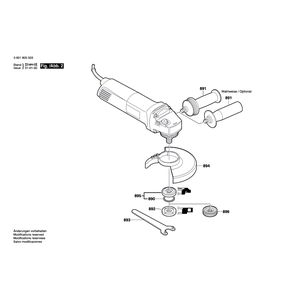 для угловой шлифмашины Bosch GWS 14-125CE 230 V 0601805503, деталировка 2