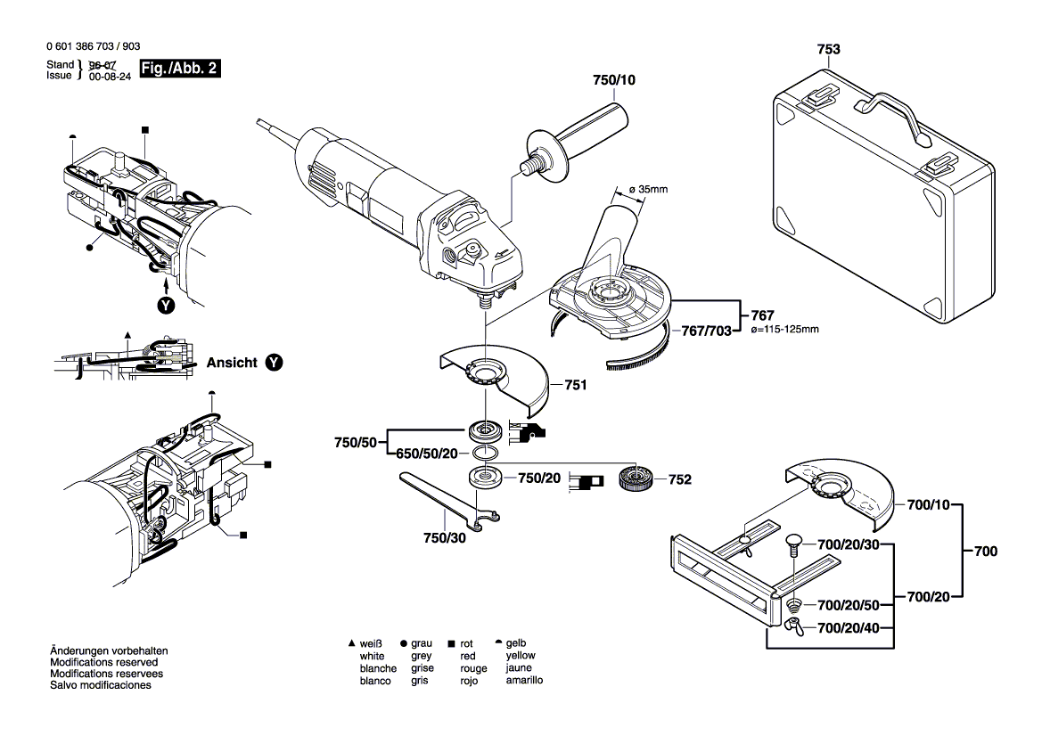 для угловой шлифмашины Bosch GWS 14-150 C 230 V 0601386703, деталировка 2