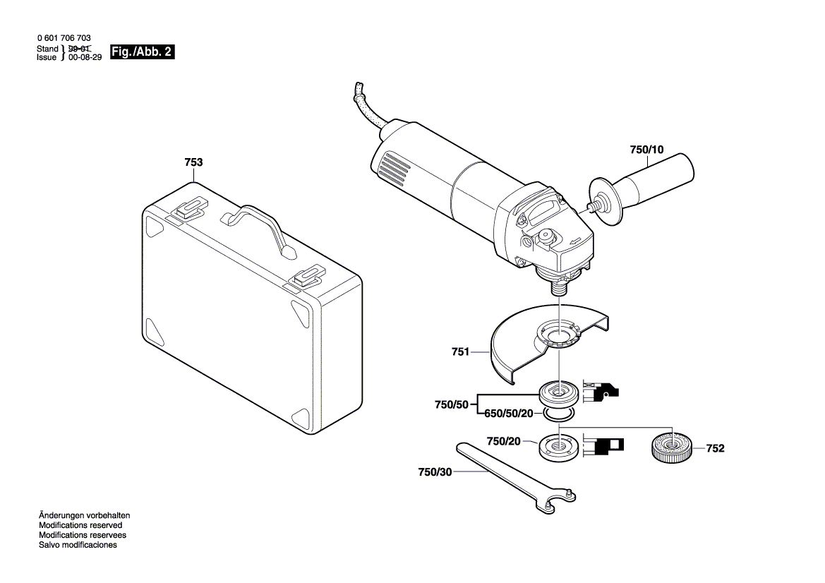 для угловой шлифмашины Bosch GWS 14-150 C 230 V 0601706703, деталировка 2