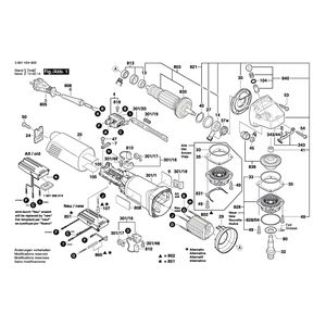 для угловой шлифмашины Bosch GWS 1400 230 V 3601H24800, деталировка 1