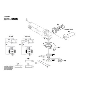 для угловой шлифмашины Bosch GWS 1400 230 V 3601H24800, деталировка 2