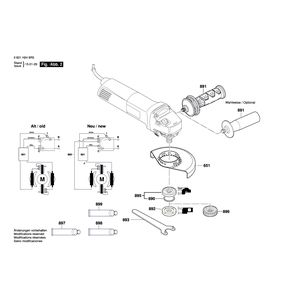 для угловой шлифмашины Bosch GWS 1400 230 V 3601H248R0, деталировка 2