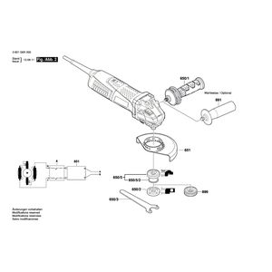 для угловой шлифмашины Bosch GWS 15-125 Inox 230 V 3601G9X000, деталировка 2