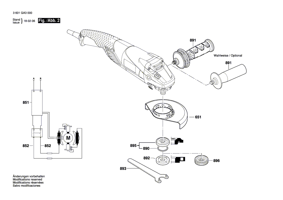 для угловой шлифмашины Bosch GWS 18-125 L 18 V 3601GA3000, деталировка 2