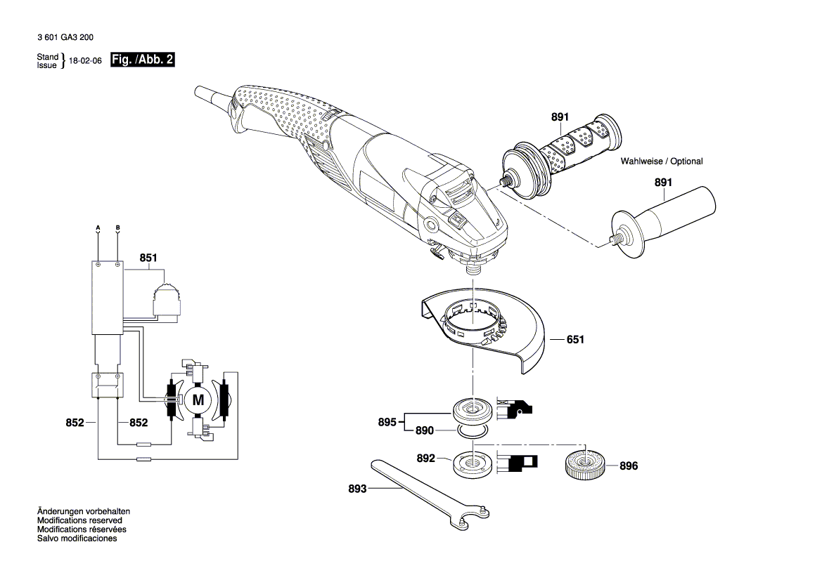 для угловой шлифмашины Bosch GWS 18-125 SPL 18 V 3601GA3300, деталировка 2