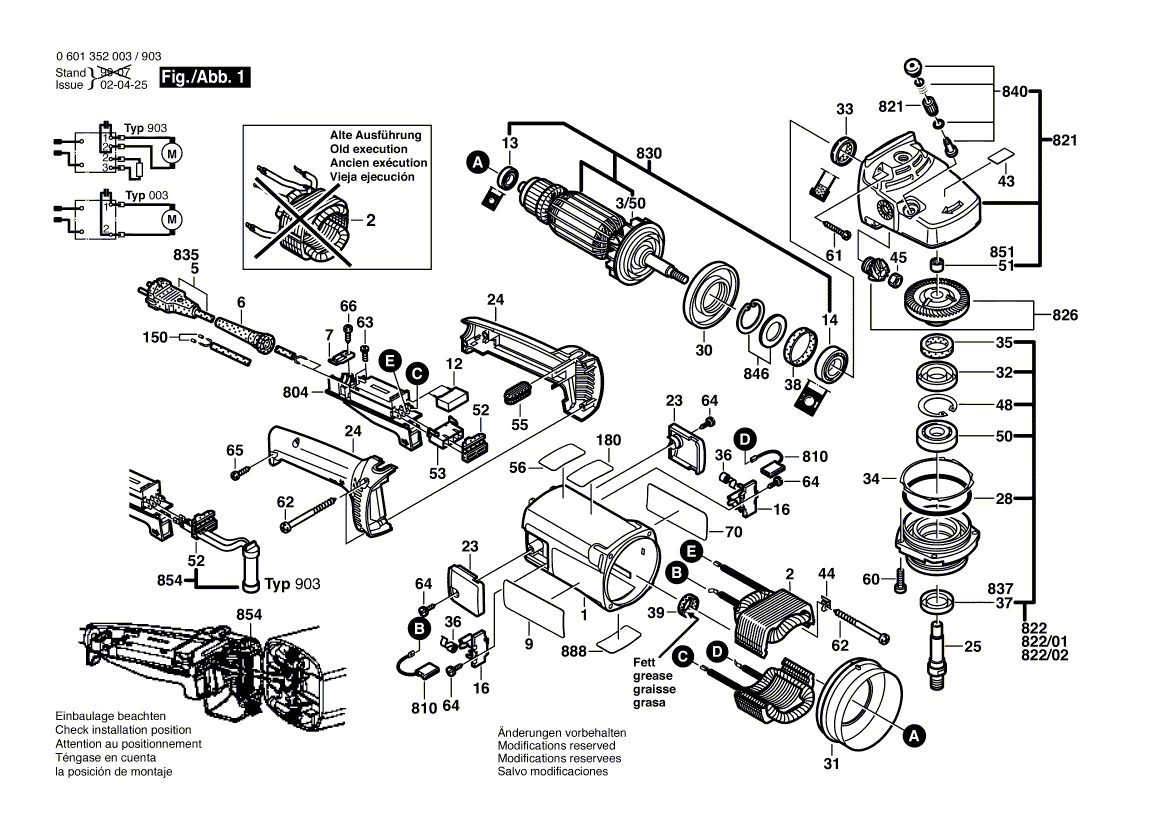 для угловой шлифмашины Bosch GWS 18-230 220 V 0601352003, деталировка 1