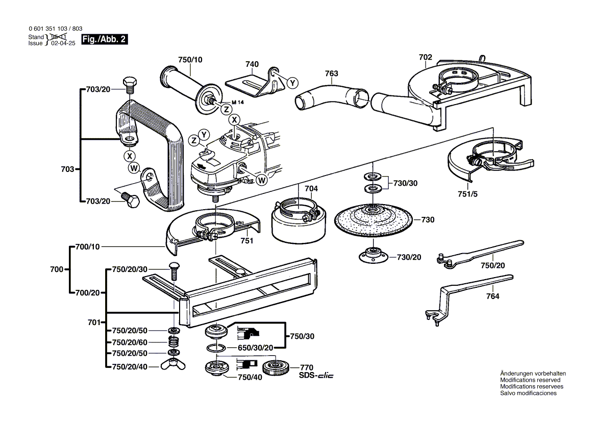 для угловой шлифмашины Bosch GWS 19-180 230 V 0601351103, деталировка 2