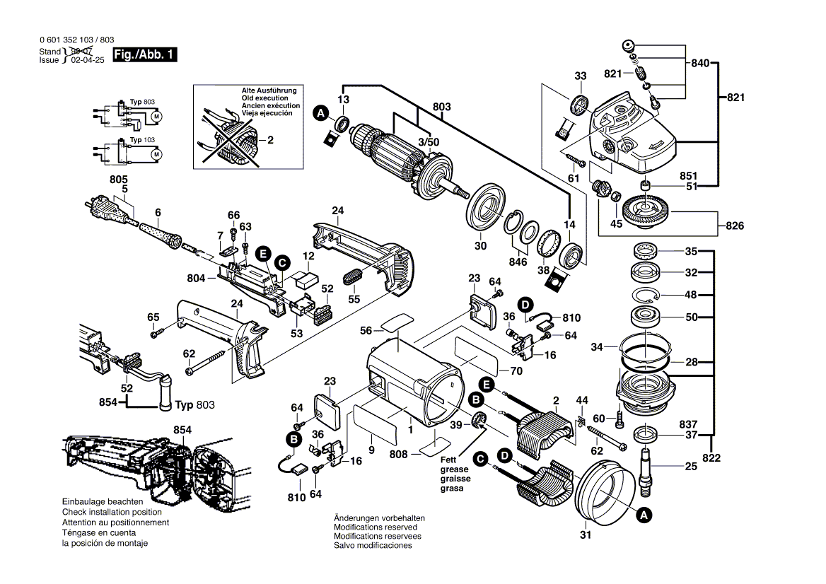 для угловой шлифмашины Bosch GWS 19-230 230 V 0601352803, деталировка 1