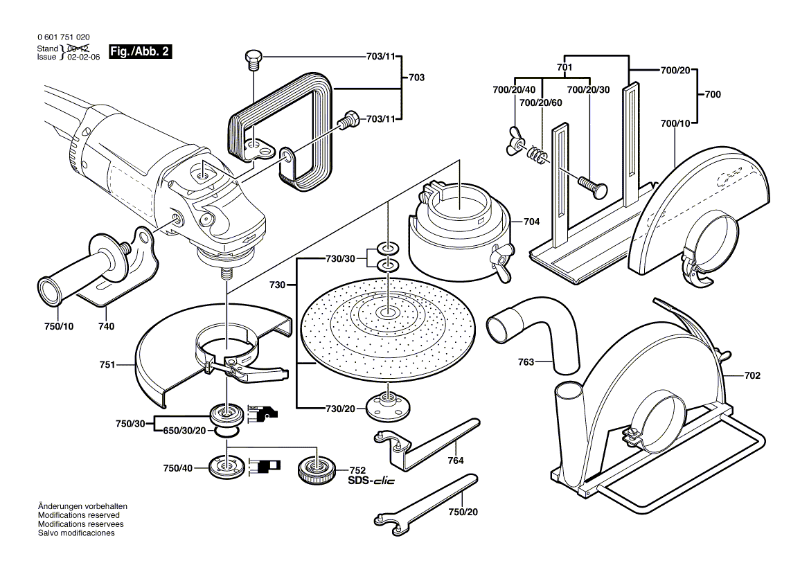 для угловой шлифмашины Bosch GWS 20-180 230 V 0601751020, деталировка 2