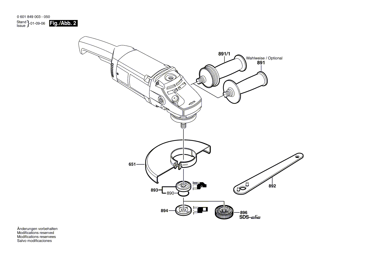 для угловой шлифмашины Bosch GWS 20-180 H 230 V 0601849003, деталировка 2