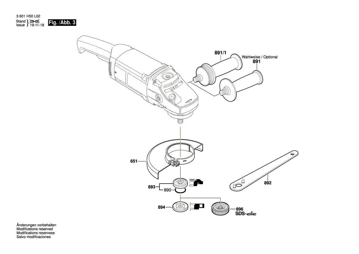 для угловой шлифмашины Bosch GWS 20-180 H 230 V 3601H49L03, деталировка 3