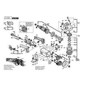 для угловой шлифмашины Bosch GWS 20-230 220 V 0601357003, деталировка 1