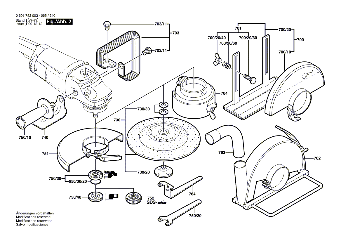 для угловой шлифмашины Bosch GWS 20-230 230 V 0601752003, деталировка 2