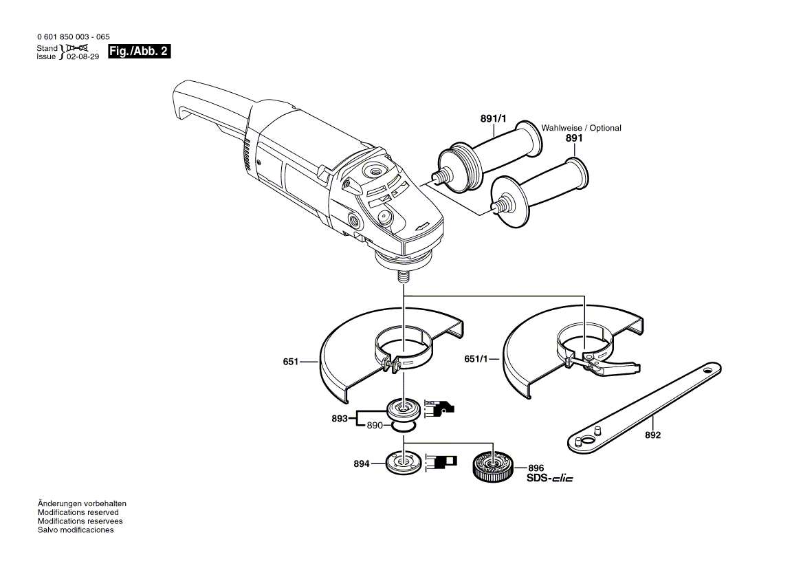 для угловой шлифмашины Bosch GWS 20-230 H 230 V 0601850003, деталировка 2