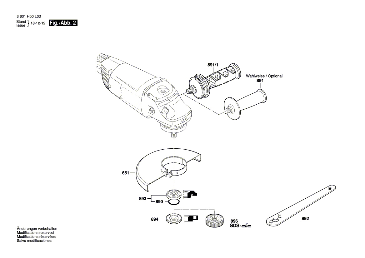 для угловой шлифмашины Bosch GWS 20-230 H 230 V 3601H50L03, деталировка 2