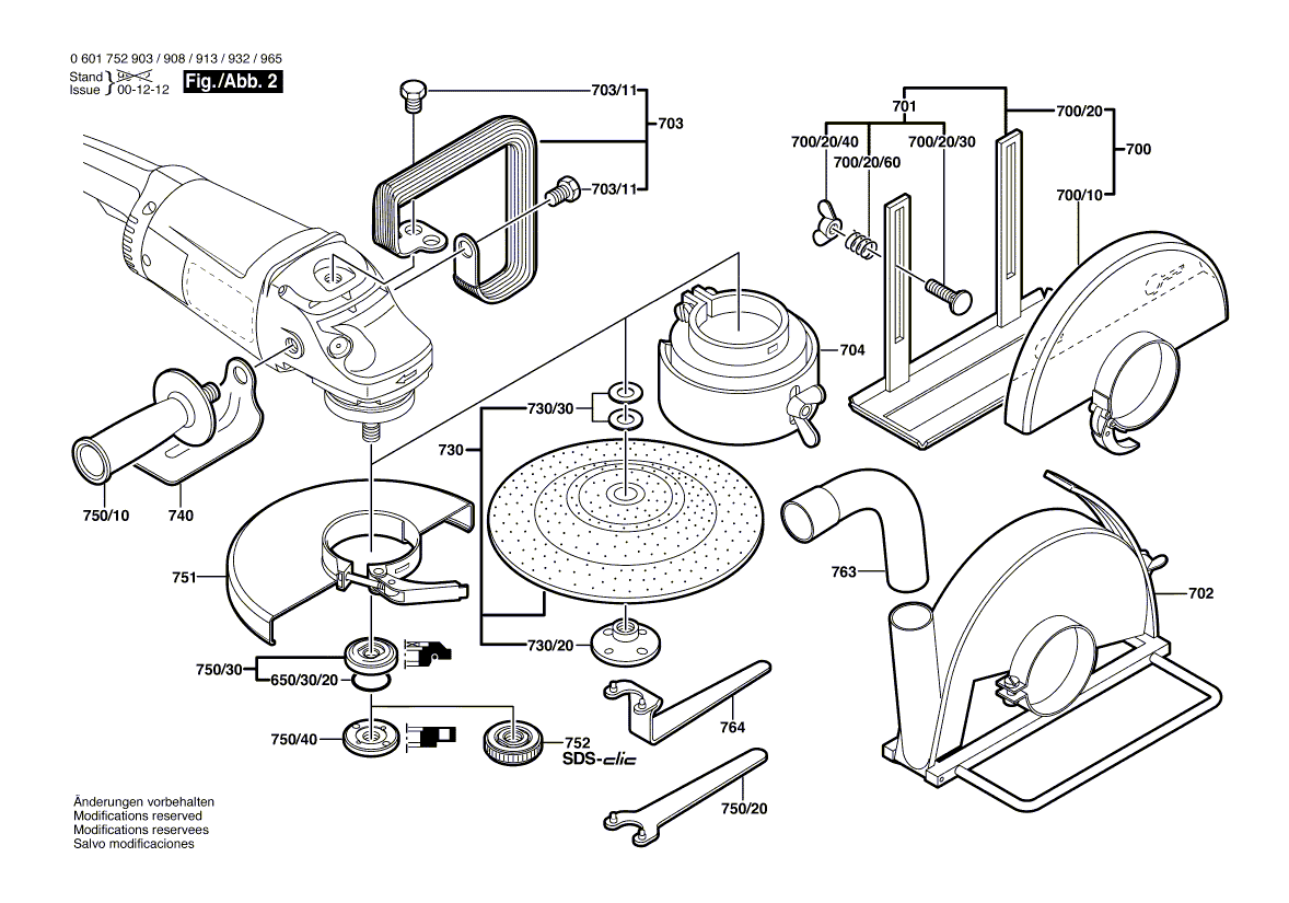 для угловой шлифмашины Bosch GWS 20-230 J 230 V 0601752903, деталировка 2