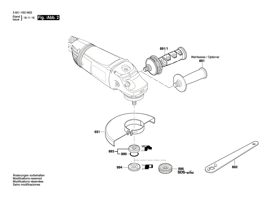 для угловой шлифмашины Bosch GWS 20-230 JH 230 V 3601H50M02, деталировка 2