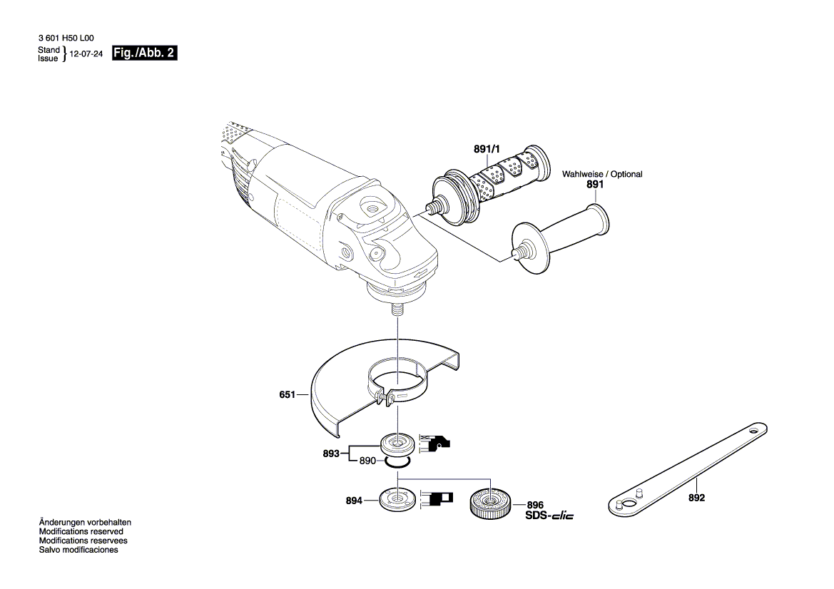 для угловой шлифмашины Bosch GWS 20-230H 230 V 3601H50101, деталировка 2