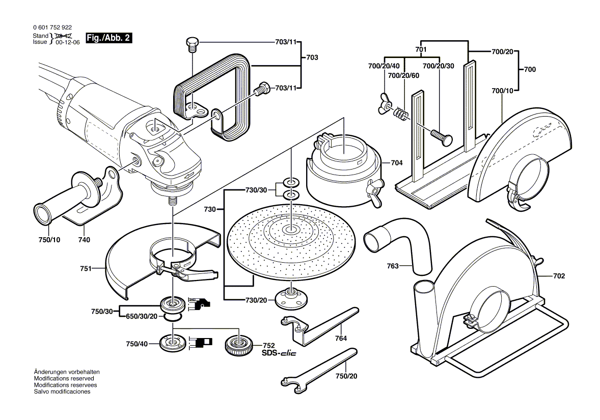 для угловой шлифмашины Bosch GWS 2000-23 J 230 V 0601752922, деталировка 2