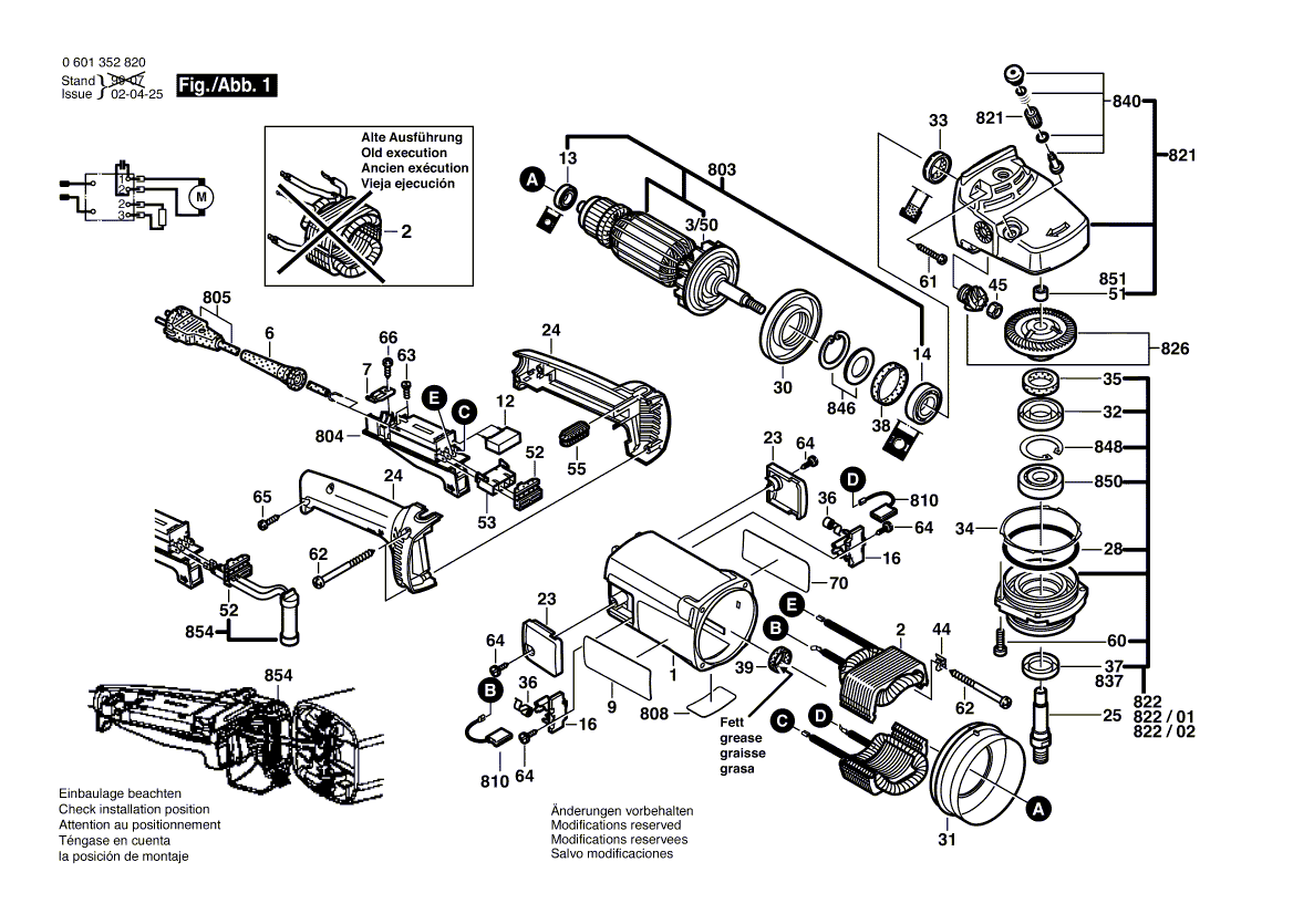 для угловой шлифмашины Bosch GWS 2000-230 J 230 V 0601352820, деталировка 1