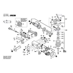 для угловой шлифмашины Bosch GWS 21 U 230 V 0601353103, деталировка 1