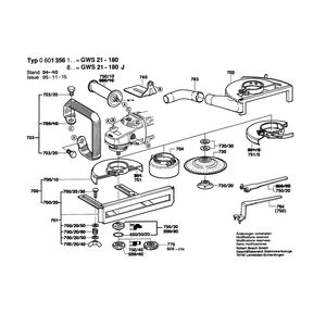 для угловой шлифмашины Bosch GWS 21-180 230 V 0601356103, деталировка 2