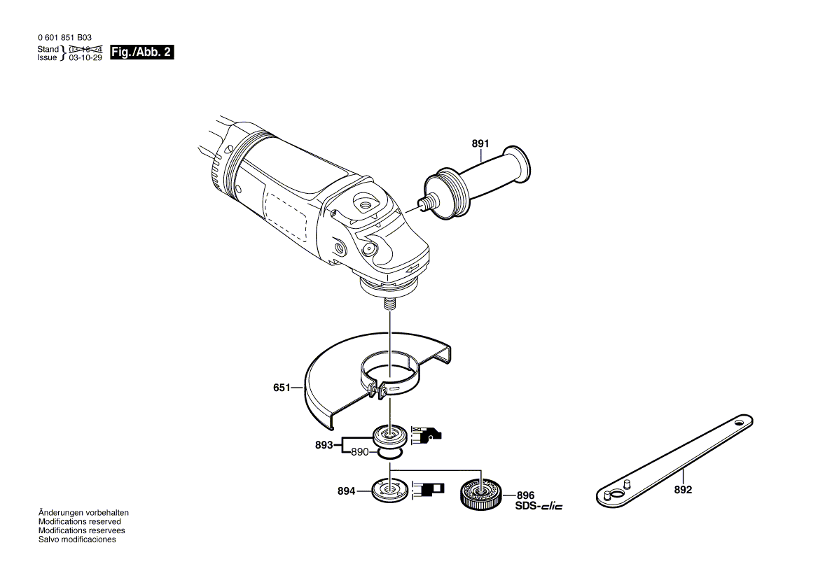 для угловой шлифмашины Bosch GWS 21-180 HV 230 V 0601851B03, деталировка 2