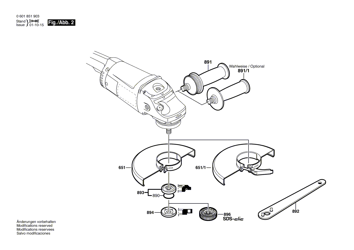 для угловой шлифмашины Bosch GWS 21-180 JH 230 V 0601851903, деталировка 2