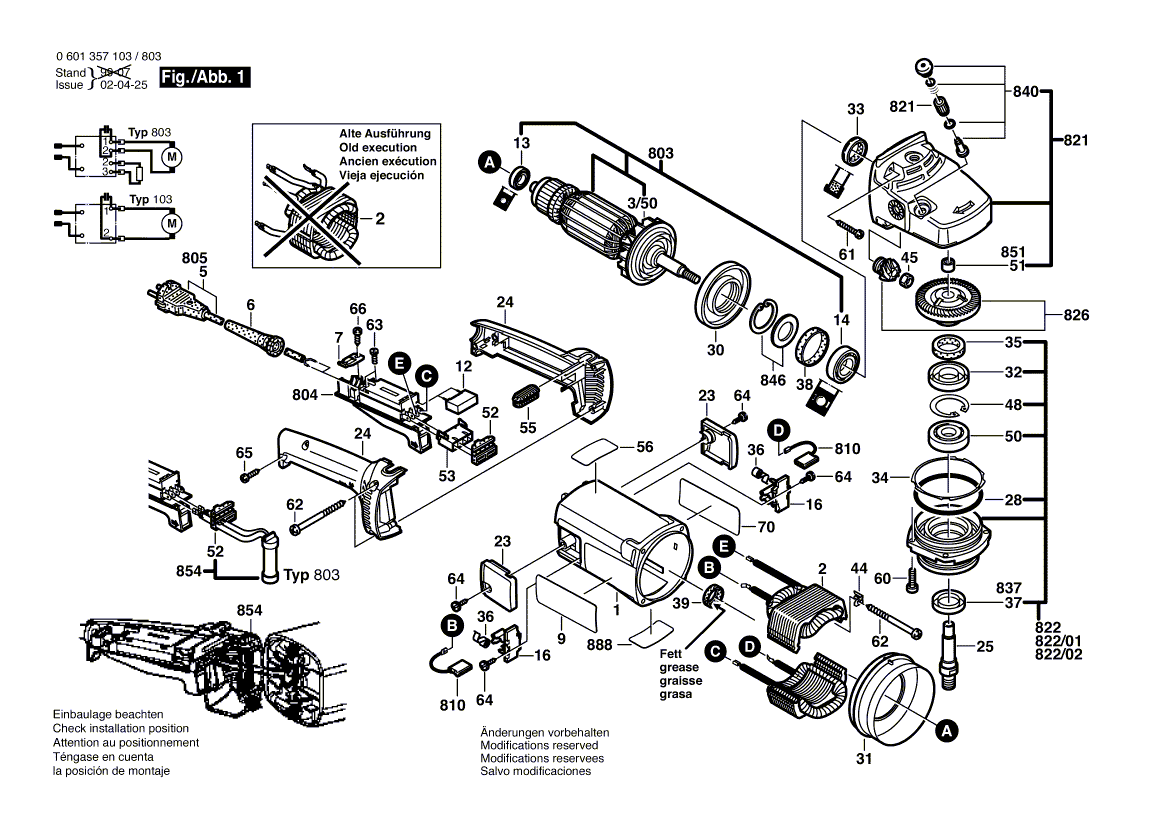 для угловой шлифмашины Bosch GWS 21-230 230 V 0601357103, деталировка 1