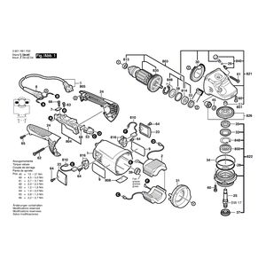 для угловой шлифмашины Bosch GWS 22-180 H 230 V 3601H81Y00, деталировка 1