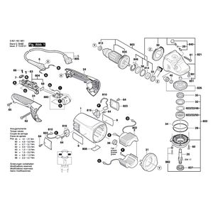 для угловой шлифмашины Bosch GWS 22-180 JH 230 V 3601H81M01, деталировка 1