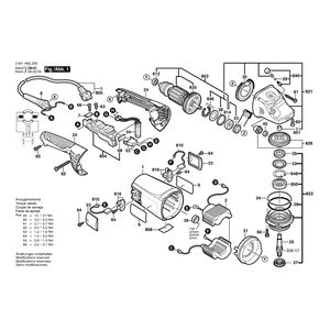 для угловой шлифмашины Bosch GWS 22-180 JH 230 V 3601H81Z00, деталировка 1