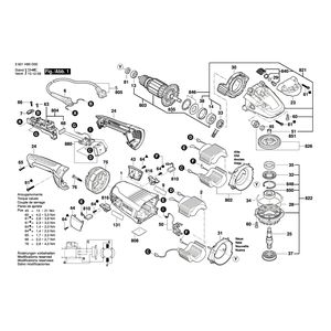 для угловой шлифмашины Bosch GWS 22-180 LVI 230 V 3601H90D00, деталировка 1