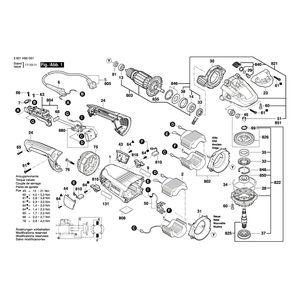 для угловой шлифмашины Bosch GWS 22-180 LVI 230 V 3601H90D01, деталировка 1