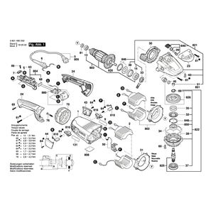 для угловой шлифмашины Bosch GWS 22-180 LVI 230 V 3601H90D02, деталировка 1