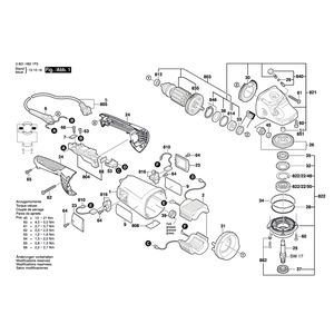 для угловой шлифмашины Bosch GWS 22-230 H 230 V 3601H821P3, деталировка 1