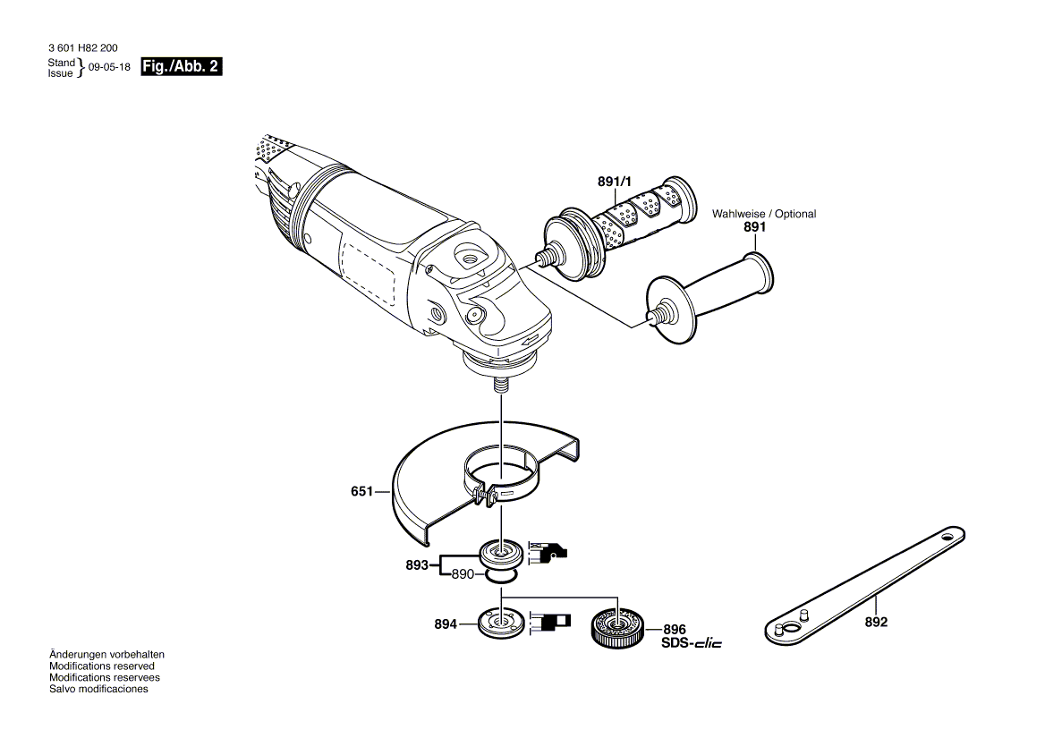 для угловой шлифмашины Bosch GWS 22-230 JH 230 V 3601H82200, деталировка 2