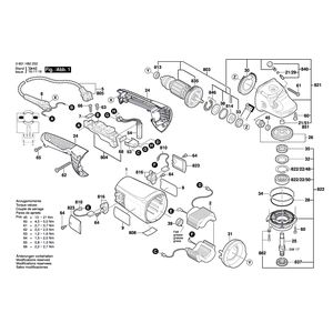 для угловой шлифмашины Bosch GWS 22-230 JH 230 V 3601H82202, деталировка 1