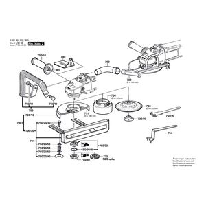 для угловой шлифмашины Bosch GWS 23-180 220 V 0601361003, деталировка 2