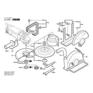 для угловой шлифмашины Bosch GWS 23-180 230 V 0601753003, деталировка 2