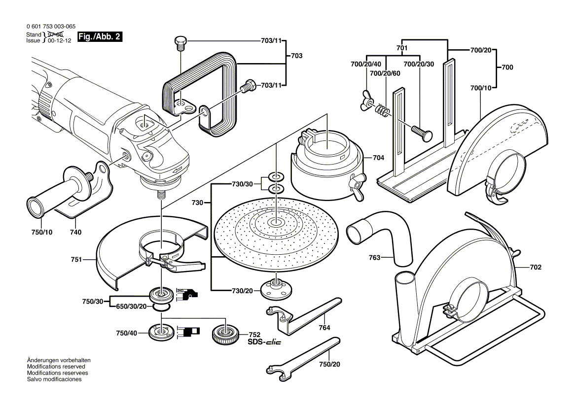 для угловой шлифмашины Bosch GWS 23-180 230 V 0601753003, деталировка 2