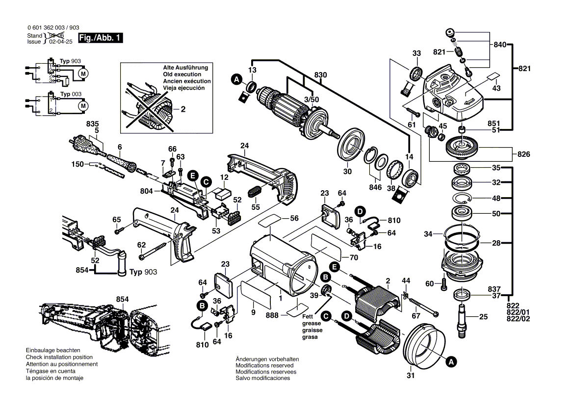 для угловой шлифмашины Bosch GWS 23-230 230 V 0601362003, деталировка 1