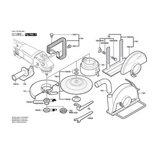 для угловой шлифмашины Bosch GWS 23-230 230 V 0601754003, деталировка 2