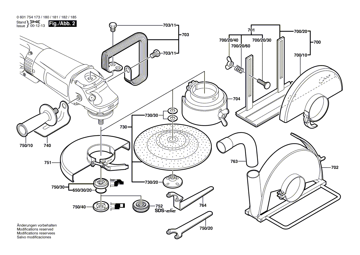 для угловой шлифмашины Bosch GWS 23-230 230 V 0601754173, деталировка 2