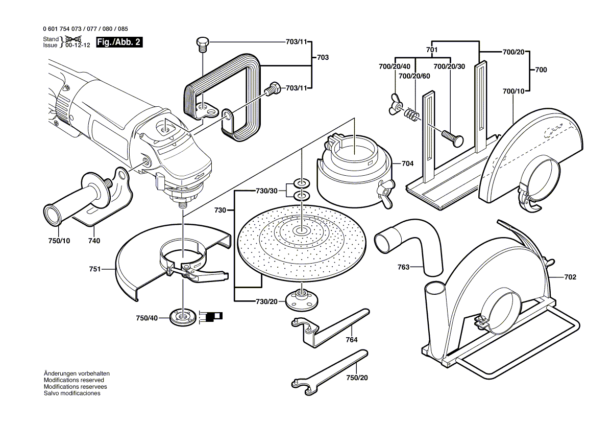 для угловой шлифмашины Bosch GWS 23-230 S 230 V 0601754073, деталировка 2