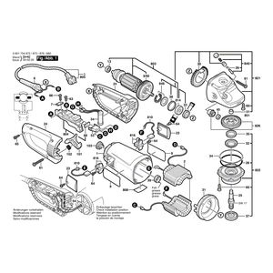 для угловой шлифмашины Bosch GWS 23-230 S 230 V 0601754873, деталировка 1