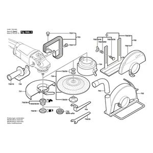 для угловой шлифмашины Bosch GWS 230 J 230 V 0601752920, деталировка 2