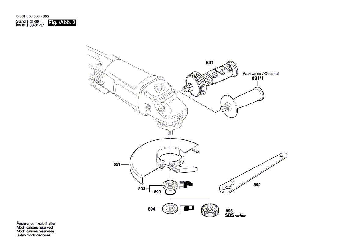 для угловой шлифмашины Bosch GWS 24-180 B 230 V 0601853003, деталировка 2