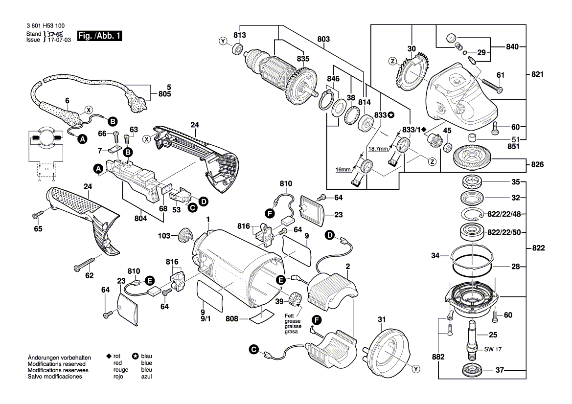 для угловой шлифмашины Bosch GWS 24-180 H 230 V 3601H53100, деталировка 1