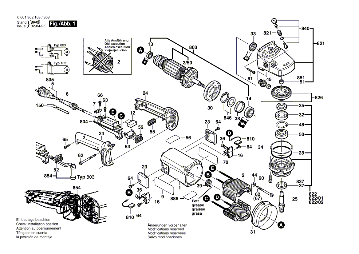 для угловой шлифмашины Bosch GWS 24-230 230 V 0601362103, деталировка 1
